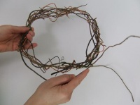 Weaving a twig wreath