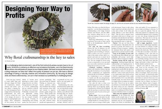 Designing your way to profits article by Christine de Beer in the Canadian Florist Magazine Designing your way to profits article by Christine de Beer in the Canadian Florist Magazine
