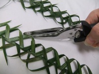 Plaiting a palm thorn garland 