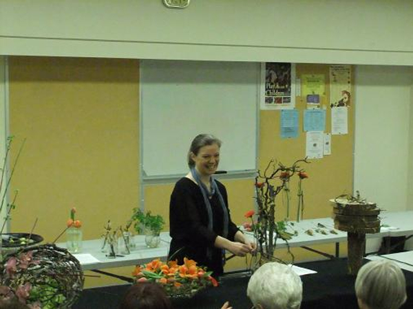 Floral Art demonstration at The Capilano Flower Arrangers club fairytale forest.