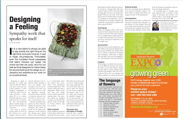 Designing a Feeling article in Canadian Florist Magazine.