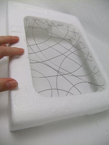 Styrofoam and wire grid.