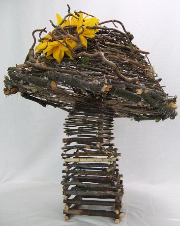 Floral art twig mushroom.