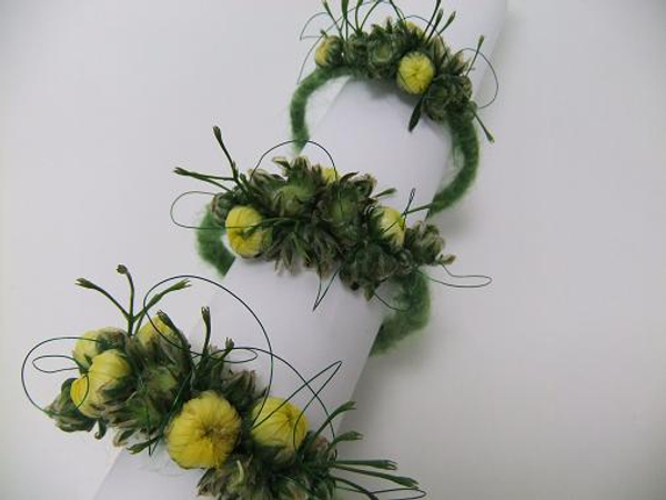 Wool covered floral bracelets