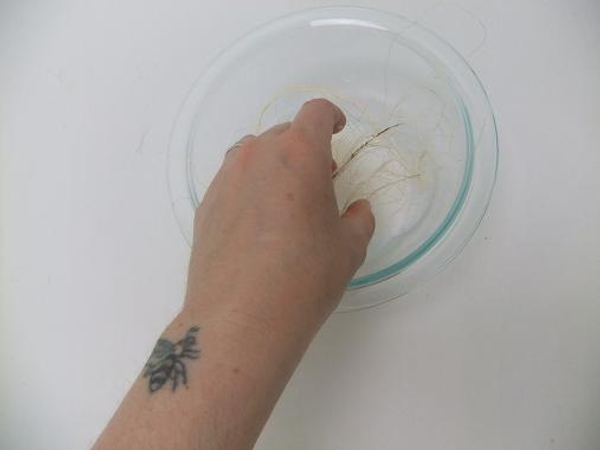 Soak some sisal fibers in the thinned glue mixture.