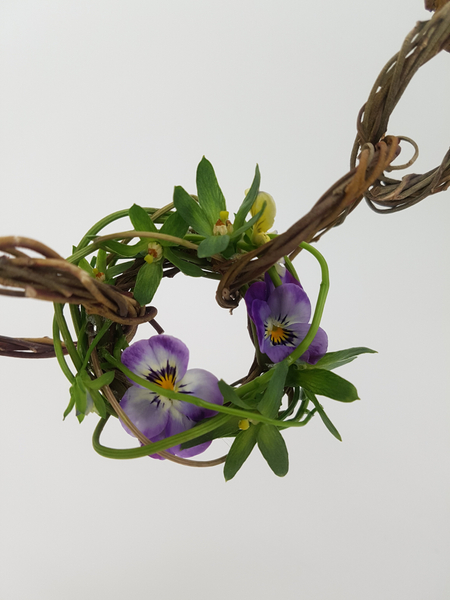 Pansies and Violas on a wreath