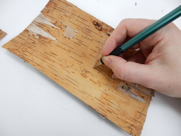 Draw your sleigh out on a sheet of bark