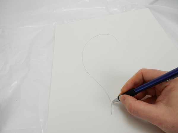 Draw one half of a curvy heart on paper.