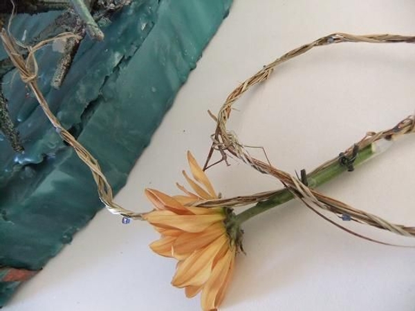 Flax string and chrysanthemum Flax string and chrysanthemum