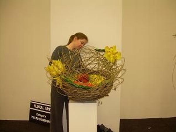 Floral Art Competition Veiled Sunshine with cymbidium orchids Floral Art Competition Veiled Sunshine with cymbidium orchids