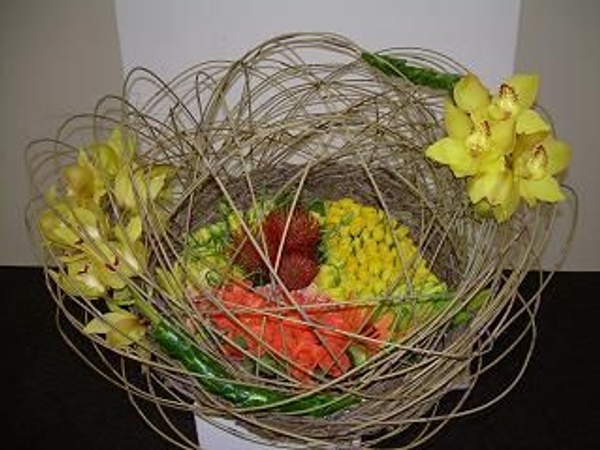 Floral Art Competition Veiled Sunshine with reed veil Floral Art Competition Veiled Sunshine with reed veil