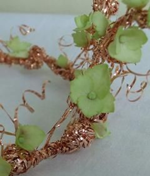 Hydrangea florets on a wire tiara Hydrangea florets on a wire tiara