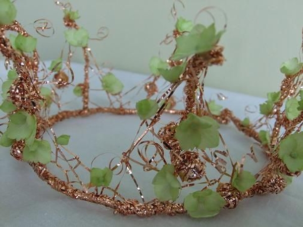 Wire and Hydrangea Tiara- detail