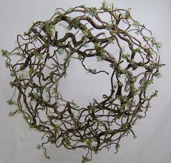 Forest Filigree Christmas wreath glued from hazel twigs and moss Forest Filigree Christmas wreath glued from hazel twigs and moss