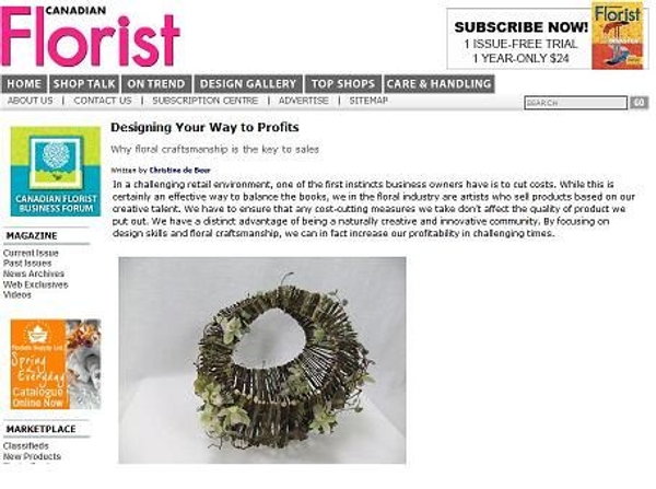 Floral craftsmanship article by Christine de Beer for the Canadian Florist Magazine Floral craftsmanship article by Christine de Beer for the Canadian Florist Magazine