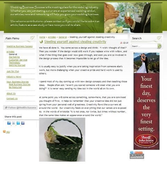 My Steeling yourself against stealing creativity article featured on Wedding Business Success My Steeling yourself against stealing creativity article featured on Wedding Business Success