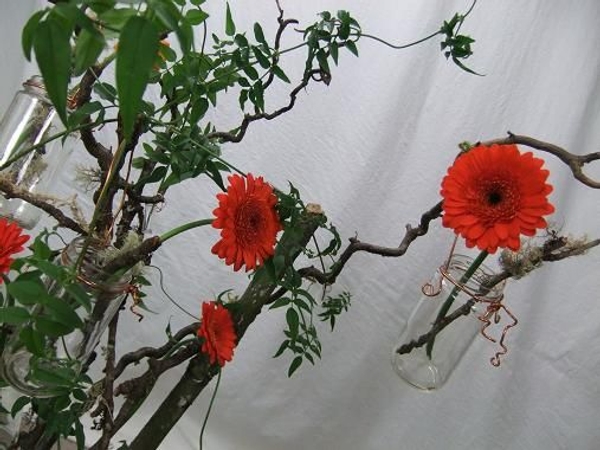 Floral art design with Gerbera and twigs. Floral art design with Gerbera and twigs.