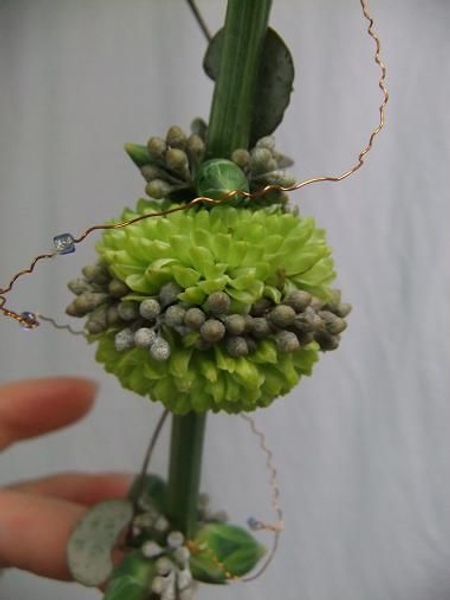 Chrysanthemum, bud and eucalyptus pompom. Chrysanthemum, bud and eucalyptus pompom.