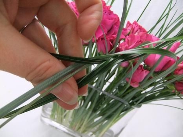 Continue to plait the grass to form a strand Continue to plait the grass to form a strand