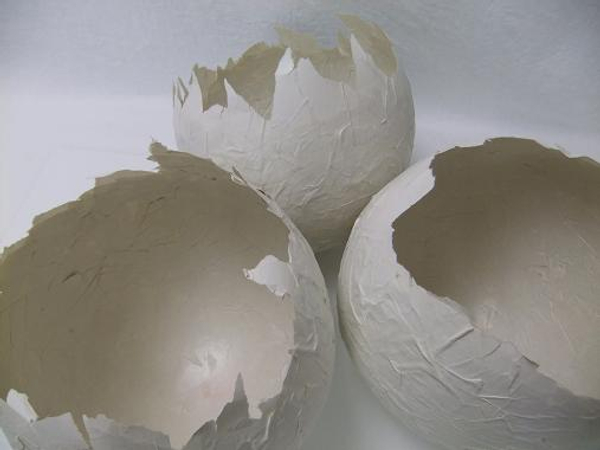 Hatched Papier Mache Easter Eggs.