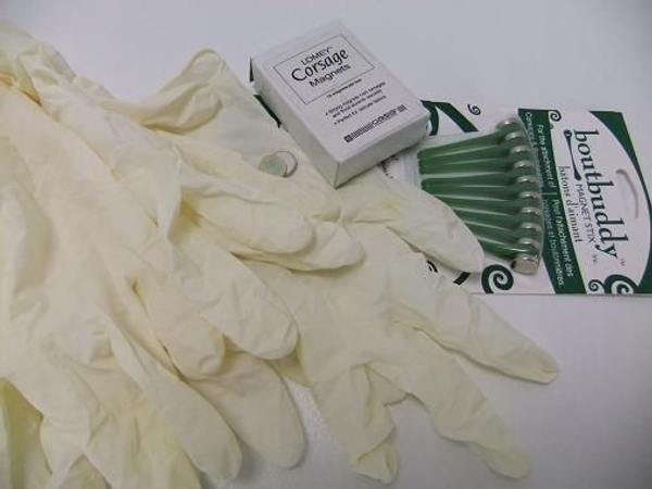 Latex gloves and Corsage magnets. Latex gloves and Corsage magnets.