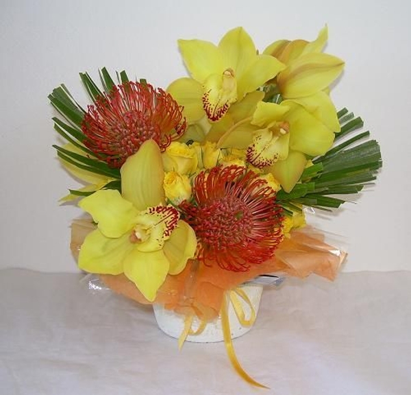 Cymbidium orchid arrangement