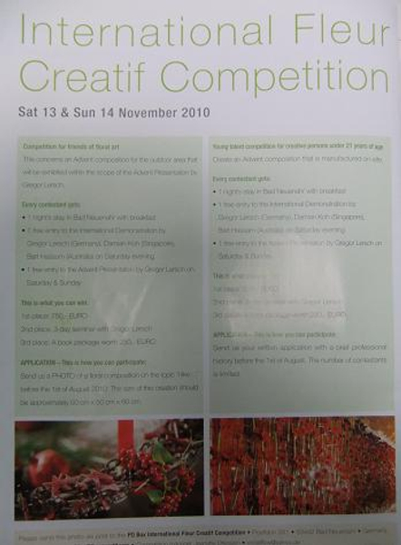 Fleur Creatif and Gregor Lersch Competition entry form.