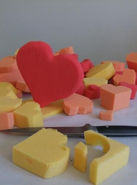 Orange, yellow and red hearts. Orange, yellow and red hearts.