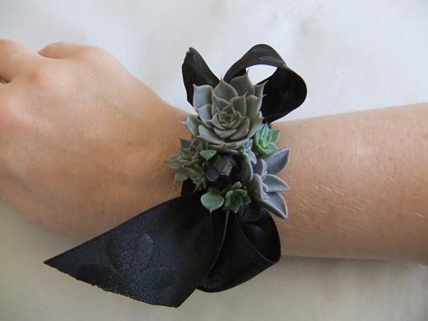 Succulent wrist corsage. Succulent wrist corsage.