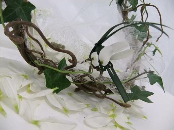 Decorate the net with ivy and palm leaf butterflies. Decorate the net with ivy and palm leaf butterflies.