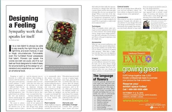 Designing a Feeling article in Canadian Florist Magazine.