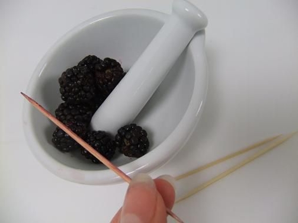 For a violet use blackberries. For a violet use blackberries.