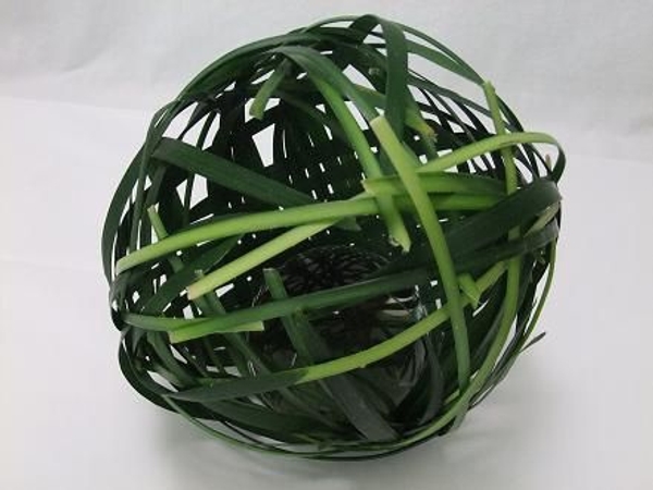 Slip the crystal ball between the grass strands. Slip the crystal ball between the grass strands.