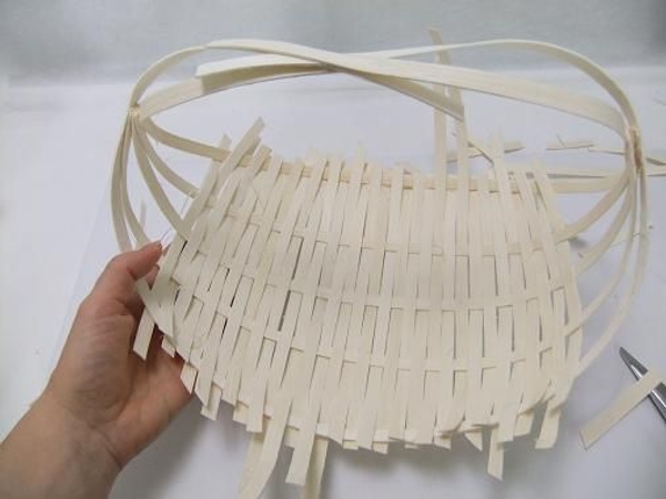 Weaving the entire base of the basket Weaving the entire base of the basket