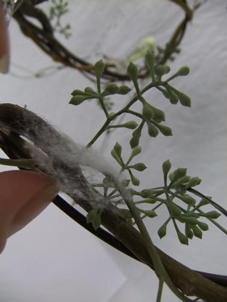 Soften the twig lines with cotton wool fluff Soften the twig lines with cotton wool fluff
