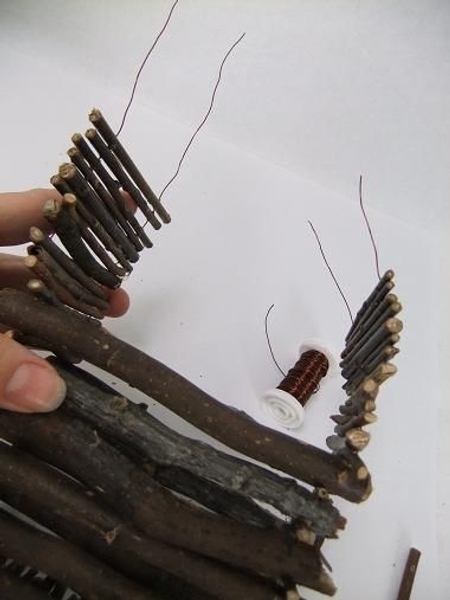 Stack twigs to create a lid. Stack twigs to create a lid.