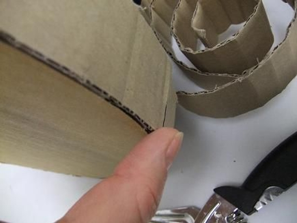 Connect the two arches with long strips of cardboard. Connect the two arches with long strips of cardboard.
