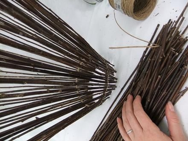 Cut more twigs and start on the second funnel shaped armature Cut more twigs and start on the second funnel shaped armature