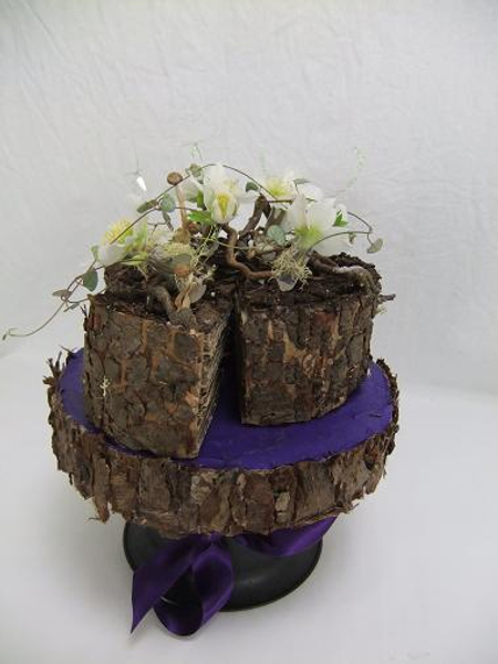 Floral craft bark veneer cake