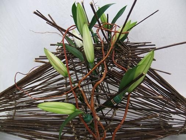 The loosely suspended twigs form a supportive unit resting on the wired funnel foundation The loosely suspended twigs form a supportive unit resting on the wired funnel foundation