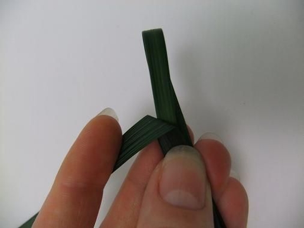 Fold the blade of grass at a sharp angle to the side. Fold the blade of grass at a sharp angle to the side.