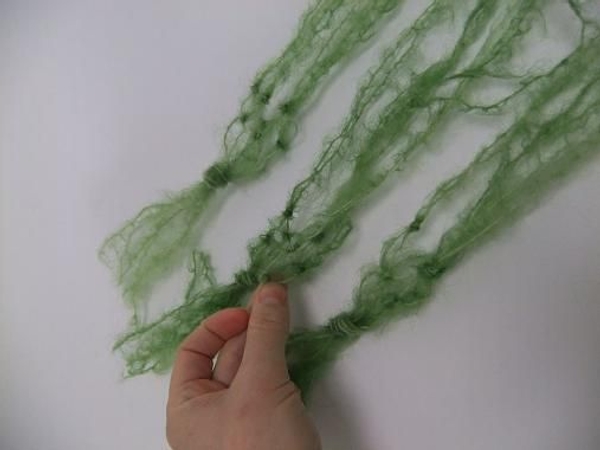 Measure each strand to create hangers for each vase of similar length Measure each strand to create hangers for each vase of similar length