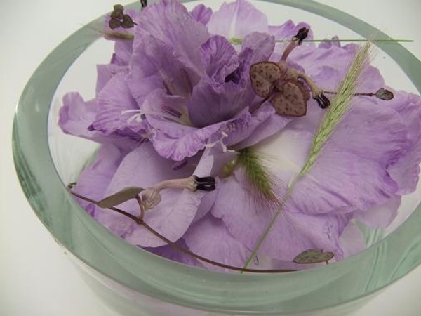 Fountain grass, rosary vine and gladiolus composite flower Fountain grass, rosary vine and gladiolus composite flower