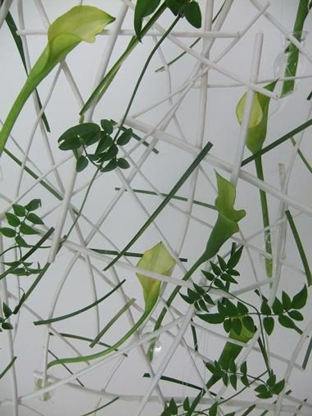 Hang the calla lilies in tiny glass vases Hang the calla lilies in tiny glass vases