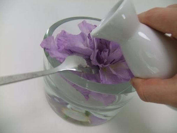 Top up the water by pouring it over the back of a spoon Top up the water by pouring it over the back of a spoon