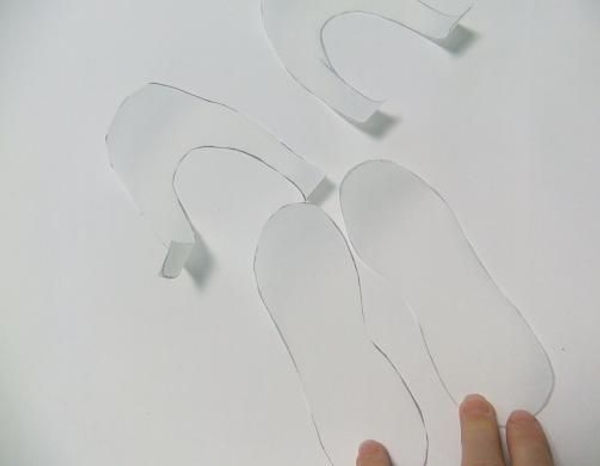 Place the two slipper soles next down on a working surface. Place the two slipper soles next down on a working surface.