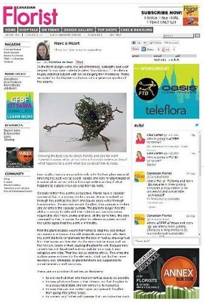 Article discussing conditioning flowers in the Canadian Florist Magazine Article discussing conditioning flowers in the Canadian Florist Magazine