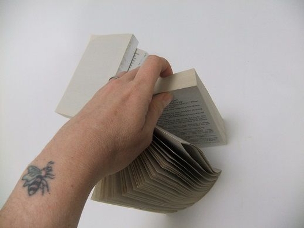 Place the book upright. Place the book upright.
