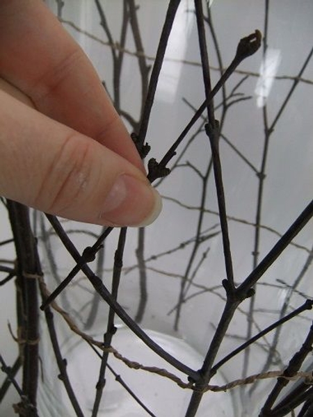 Cut and glue some smaller twigs to the armature to break up the stick pattern. Cut and glue some smaller twigs to the armature to break up the stick pattern.