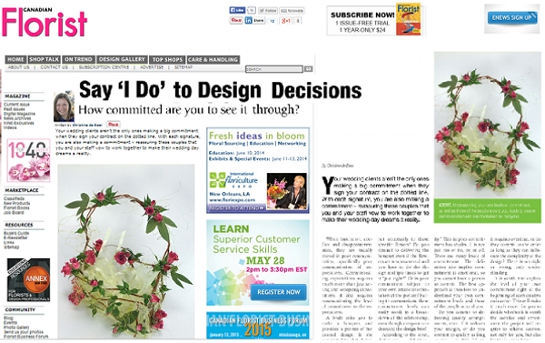 Thank you Canadian Florist Magazine for inviting me to be part of your beautiful Bridal Design issue Thank you Canadian Florist Magazine for inviting me to be part of your beautiful Bridal Design issue